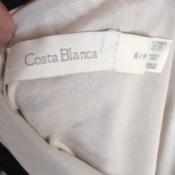 Costa Blanca Lace Illusion Dress Crop Sleeve Mini Bodycon Ballet Black White - Picture 10 of 11